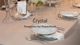  Presentation with elegant table setting - Colorful PPT layouts enhanced with table set for an event backdrop and a  colored foreground