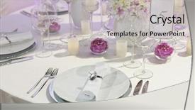  Presentation with elegant table setting - Beautiful slide deck featuring table set for an event backdrop and a light gray colored foreground
