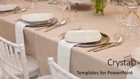  Presentation with elegant table setting - Slide deck having table set for an event background and a mint green colored foreground