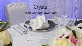  Presentation with elegant table setting - Slide set consisting of table set for an event background and a light blue colored foreground