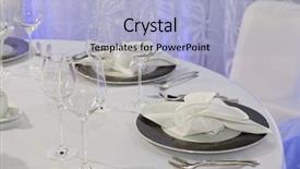 Presentation with elegant wedding - Beautiful slide deck featuring table set for an event backdrop and a light blue colored foreground