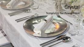 Presentation with elegant wedding - Slide set with table set for an event background and a light gray colored foreground