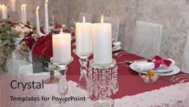  Presentation with elegant table setting - Audience pleasing slide set consisting of table set for an event backdrop and a coral colored foreground