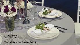  Presentation with elegant table setting - Audience pleasing PPT layouts consisting of table set for an event backdrop and a light gray colored foreground