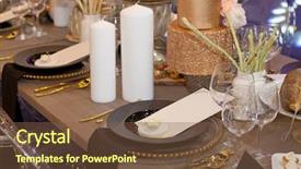  Presentation with elegant table setting - Amazing slide deck having table set for an event backdrop and a tawny brown colored foreground