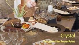  Presentation with elegant table setting - Cool new presentation with table set for an event backdrop and a violet colored foreground