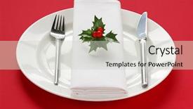  Presentation with christmas dinner - Presentation theme having table set image for christmas background and a  colored foreground