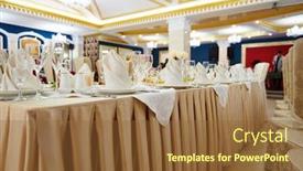  Presentation with restaurant - Theme consisting of table-set-in-the-restaurant background and a tawny brown colored foreground