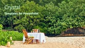  Presentation with romantic beach - Audience pleasing slide set consisting of table-set-up-for-romantic backdrop and a tawny brown colored foreground