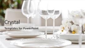  Presentation with restaurant - Cool new slide deck with table setting - restaurant interior backdrop and a light gray colored foreground