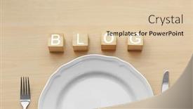  Presentation with blog - Cool new PPT layouts with table setting and wooden cubes with word blog food blog concept backdrop and a lemonade colored foreground
