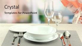  Presentation with table setting - PPT theme consisting of table setting at restaurant background and a lemonade colored foreground