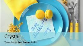  Presentation with table setting - Cool new theme with mother's day brunch backdrop and a light blue colored foreground