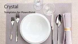  Presentation with table setting - Amazing slide deck having table setting close up backdrop and a  colored foreground