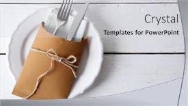  Presentation with table setting - PPT theme having table-setting-close-up background and a light gray colored foreground
