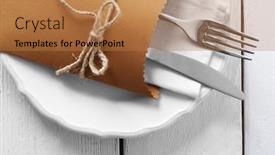  Presentation with table setting - Slide set enhanced with table-setting-close-up background and a coral colored foreground