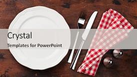  Presentation with table setting - Slides consisting of table setting empty plate knife background and a light gray colored foreground