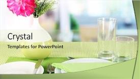  Presentation with dining table - Slide deck enhanced with table setting for breakfast background and a  colored foreground