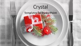  Presentation with christmas dinner - Colorful theme enhanced with table setting for christmas dinner backdrop and a light gray colored foreground
