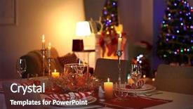  Presentation with christmas dinner - Cool new slide deck with table setting for christmas dinner backdrop and a tawny brown colored foreground