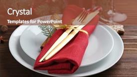  Presentation with christmas dinner - Slides having table setting for christmas dinner background and a tawny brown colored foreground