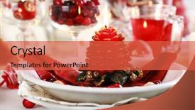  Presentation with dining - PPT theme featuring table setting for christmas background and a red colored foreground
