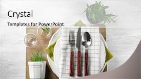  Presentation with table setting - PPT layouts having table setting for dinner background and a white colored foreground