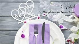  Presentation with wedding banquet table - Presentation with table setting for lesbian wedding background and a light gray colored foreground