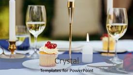  Presentation with flower candles - Beautiful presentation featuring table-setting-glasses-candles-flower backdrop and a light blue colored foreground