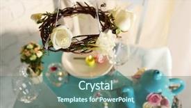  Presentation with table setting - Beautiful PPT layouts featuring table setting in blue tone backdrop and a ocean colored foreground