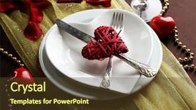 Presentation with table setting - Audience pleasing slides consisting of table setting of valentines day backdrop and a tawny brown colored foreground