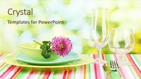  Presentation with cutlery easter table setting - Theme with table setting on bright background background and a soft green colored foreground