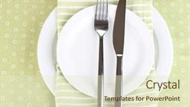  Presentation with tablecloth - Presentation theme consisting of table setting on colorful tablecloth background background and a soft green colored foreground