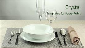  Presentation with cutlery easter table setting - Colorful PPT theme enhanced with table setting on grey background backdrop and a soft green colored foreground
