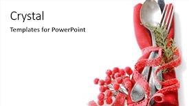  Presentation with table setting - Cool new slide deck with table setting on light background backdrop and a white colored foreground