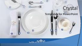  Presentation with cutlery - Colorful slide deck enhanced with table setting rules and etiquette backdrop and a sky blue colored foreground
