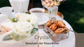  Presentation with tea party - Presentation theme featuring table-setting-tea-party-closeup background and a coral colored foreground