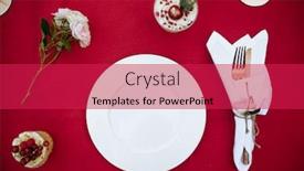  Presentation with tea party - Colorful theme enhanced with table-setting-tea-party backdrop and a red colored foreground