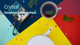  Presentation with mint - Audience pleasing presentation theme consisting of table-setting-tea-with-mint backdrop and a ocean colored foreground