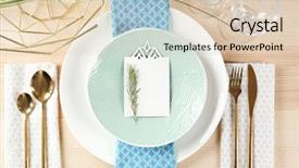  Presentation with blue floral - Colorful slide deck enhanced with table setting with blue color backdrop and a lemonade colored foreground