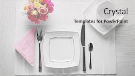  Presentation with cutlery easter table setting - Slide deck enhanced with table setting with dishes cutlery background and a light gray colored foreground