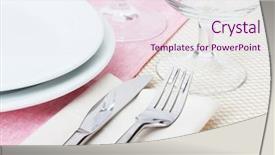  Presentation with table setting - Slide set enhanced with table setting with fork knife background and a  colored foreground