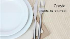  Presentation with table setting - Slide deck having table setting with fork knife background and a lemonade colored foreground