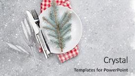  Presentation with table setting - Amazing theme having table setting with plate silverware backdrop and a light gray colored foreground