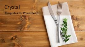  Presentation with table napkin - Presentation theme with table setting with silver cutlery background and a  colored foreground