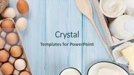  Presentation with yoghurt dairy - Cool new PPT theme with table sour cream milk cheese backdrop and a sky blue colored foreground