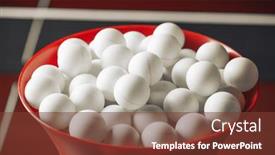  Presentation with table tennis - Audience pleasing PPT theme consisting of table-tennis-balls backdrop and a tawny brown colored foreground