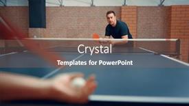  Presentation with table tennis - Audience pleasing PPT theme consisting of table-tennis-male-and-female backdrop and a violet colored foreground