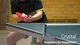  Presentation with table tennis - Presentation design enhanced with table-tennis-player-doing background and a ocean colored foreground
