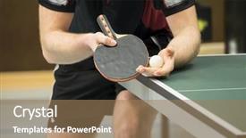  Presentation with sports table tennis - Beautiful PPT theme featuring table tennis player serving - focus backdrop and a coral colored foreground